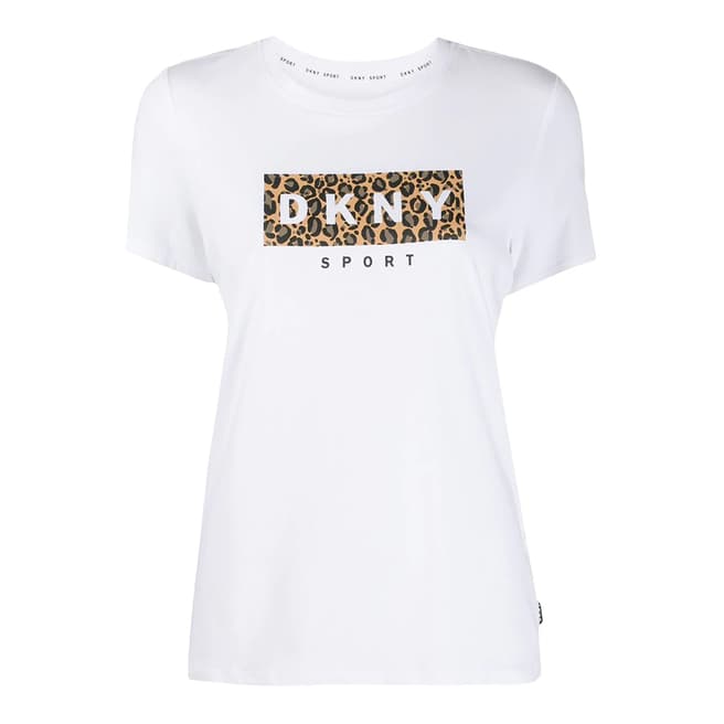 DKNY White Leopard Logo Tee