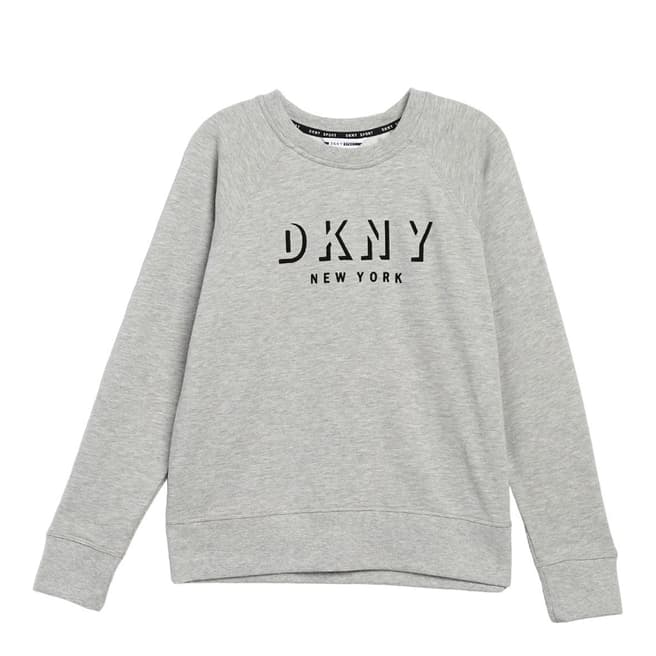 DKNY Pearl Heather Grey Flocked Logo Sweatshirt