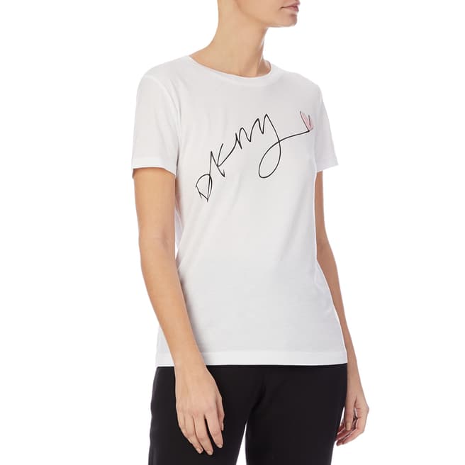 DKNY White Glitter Logo T-Shirt