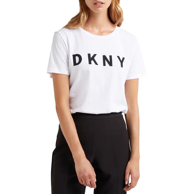 DKNY White Printed Logo T-Shirt