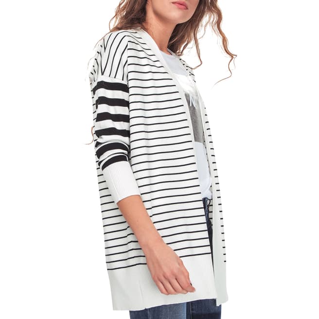 DKNY Black/White Open Front Cardigan