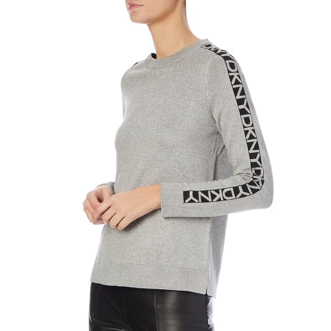 DKNY Grey Crew Neck Fitted Jumper
