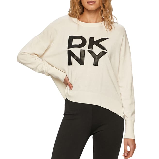 DKNY Ivory PU Logo Sweatshirt 