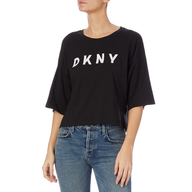 DKNY Black Cropped Oversized Top