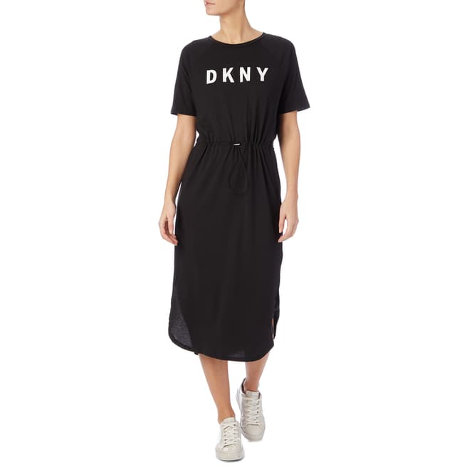 DKNY Black Logo Printed T-Shirt Dress
