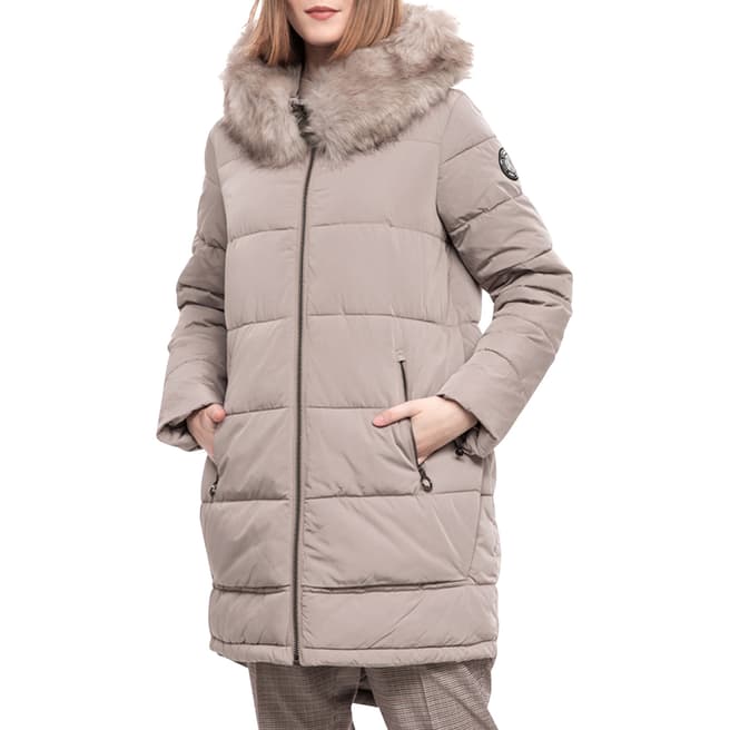 DKNY Women's Grey Zip Front Puffer Coat 