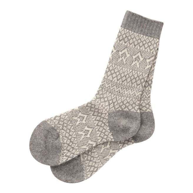 Truly Grey/Ivory Cashmere Fairisle Socks