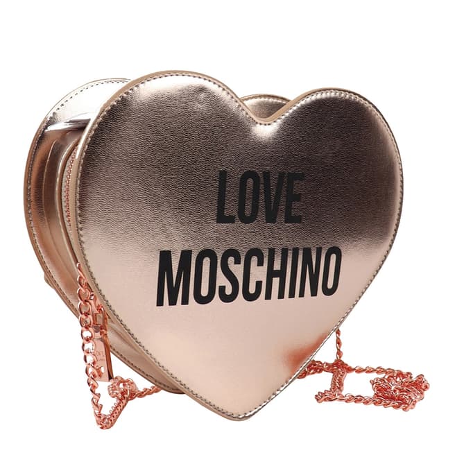 Love Moschino Rose Gold Heart Shape Push Lock Crossbody