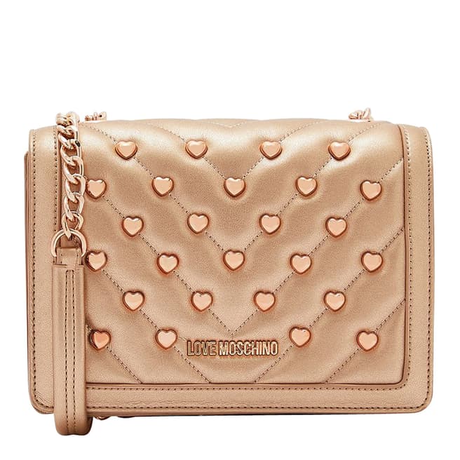Love Moschino Rose Gold Studded Gold Chain Crossbody 