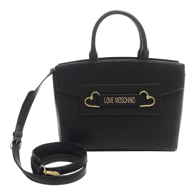 Love Moschino Black Heart Box Plated Large Tote Womens