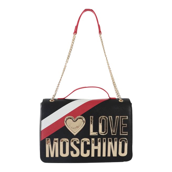 Love Moschino Black Large Box Bag With Gold Chain