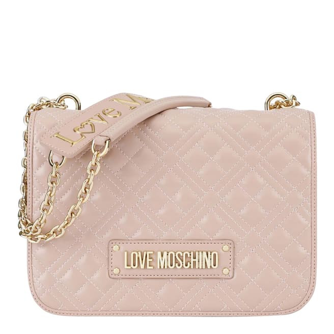 Love Moschino Beige Large Quilted Crossbody With Strap 