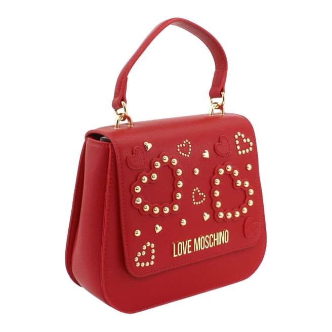Love Moschino Red Stone Detail Flap Over Crossbody