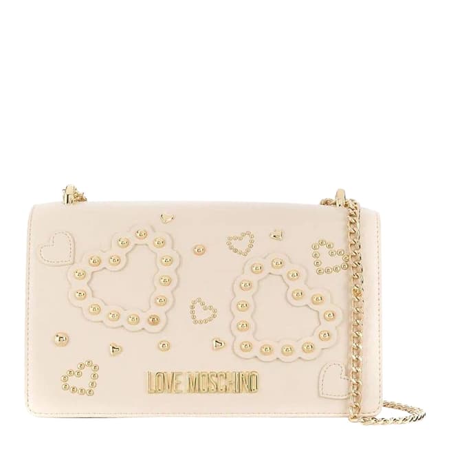 Love Moschino Beige Faux Leather Shoulder Bag