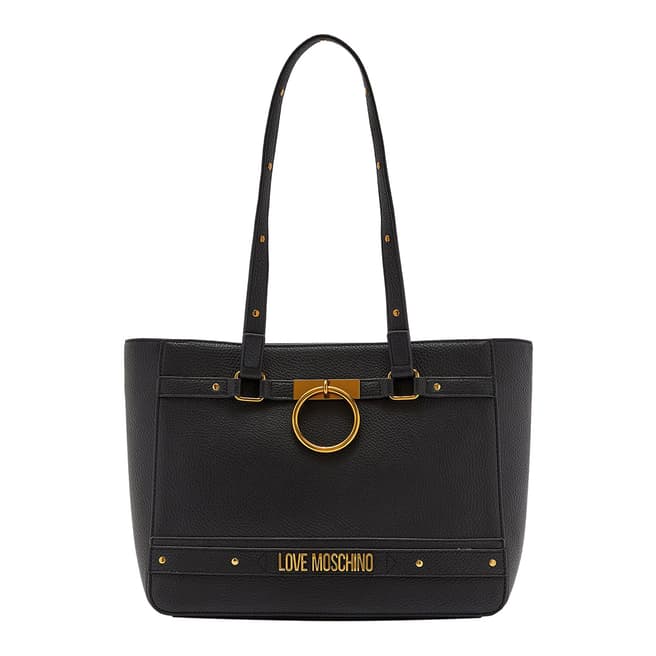 Love Moschino Black Ring Detail Double Strap Tote
