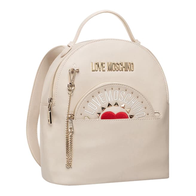 Love Moschino Beige Womens Backpack With Circular Purse 