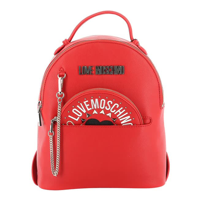 Love Moschino Red Womens Backpack With Circular Purse 