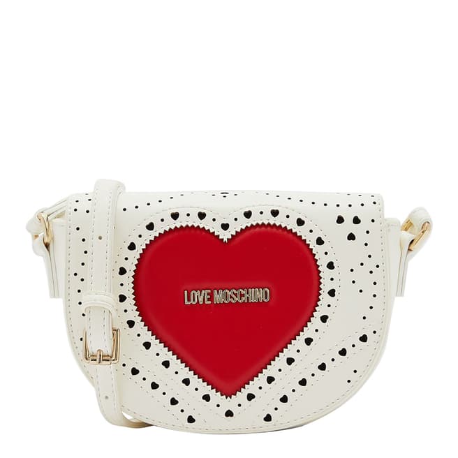 Love Moschino White Oval Small Cross Body Bag With Heart