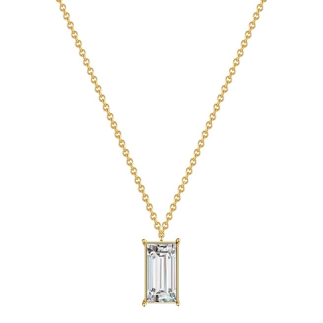 Glamcode Yellow Gold Baguette Pendant Necklace with Swarovski Crystals