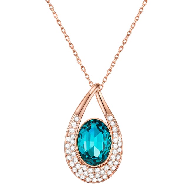 Saint Francis Crystals Rose Gold/Blue Pendant Necklace With Swarovski Crystals