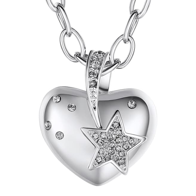 Saint Francis Crystals Silver Heart Pendant Necklace with Swarovski Crystals