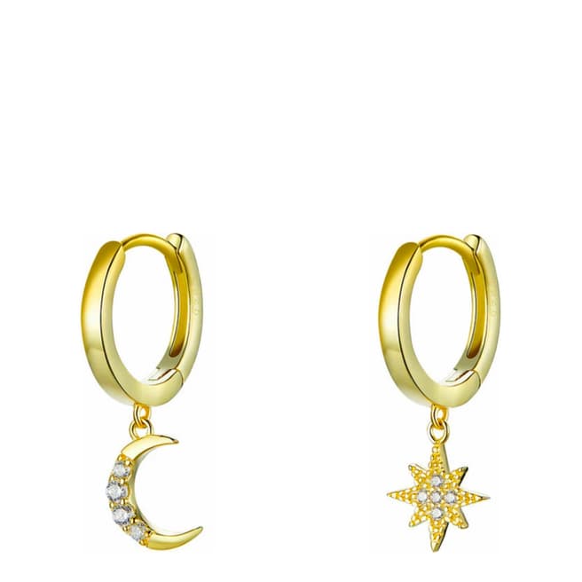 Chloe Collection by Liv Oliver 18K Gold Plated Star & Moon Drop Earrings