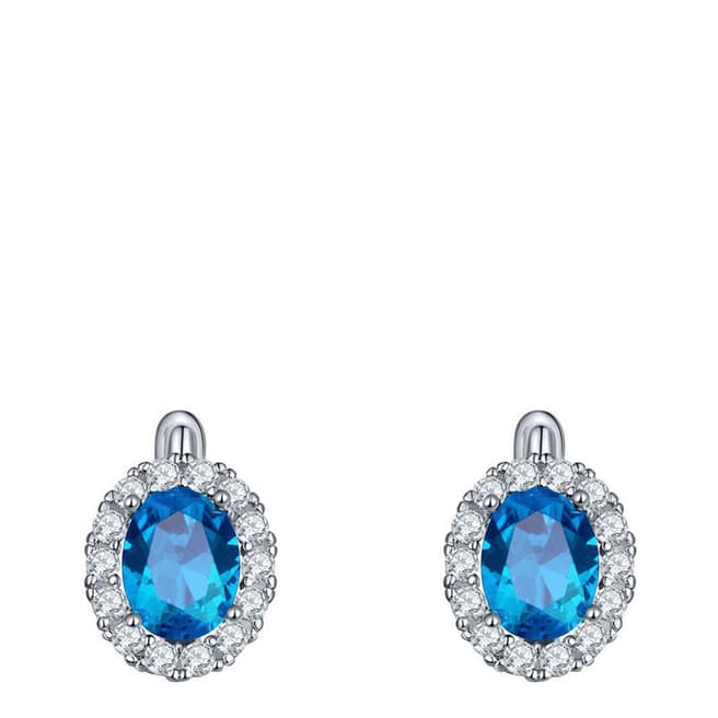 Liv Oliver Silver Plated Oval CZ Halo Earrings