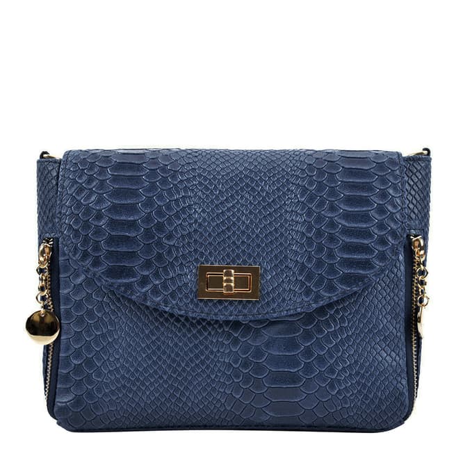 Roberta M Blue Leather Crossbody Bag 