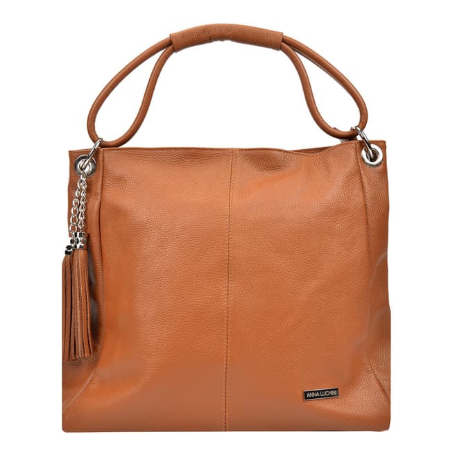 Anna Luchini Cognac Leather Shoulder Bag 