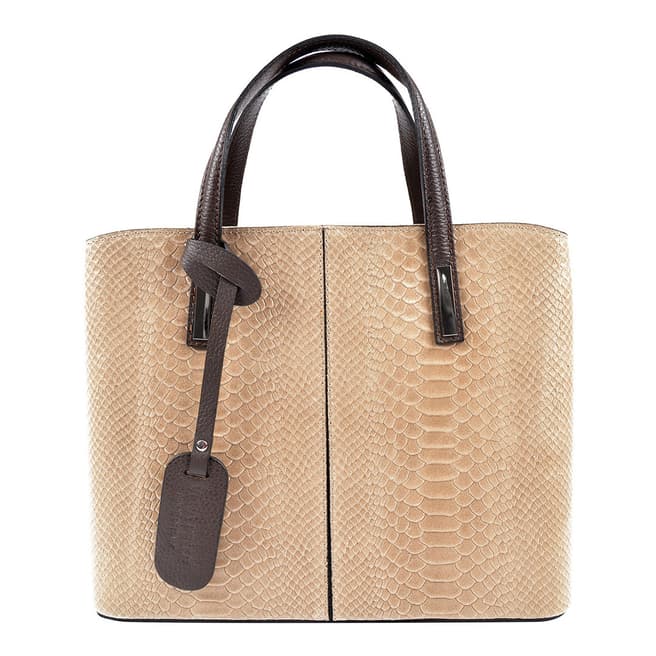 Roberta M Beige Leather Top Handle Bag