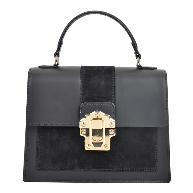 Isabella Rhea Black Leather Top Handle Bag