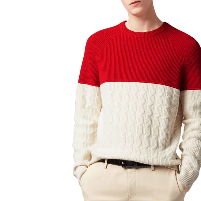 BOSS White Cable Edone Wool Jumper