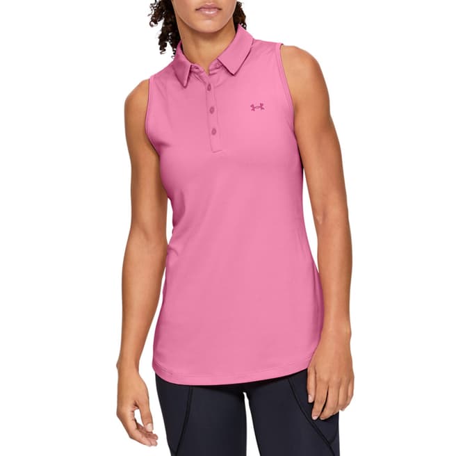Under Armour Women's Pink Sleeveless Polo Shirt