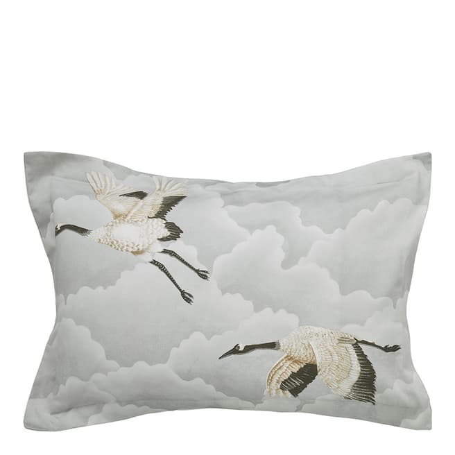 Harlequin Cranes In Flight Oxford Pillowcase, Silver