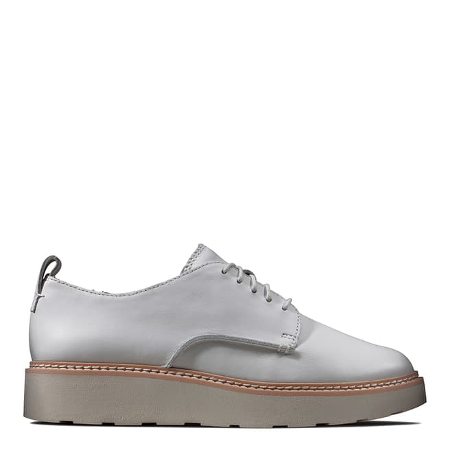 Clarks White Leather Trace Walk Brogue Shoes
