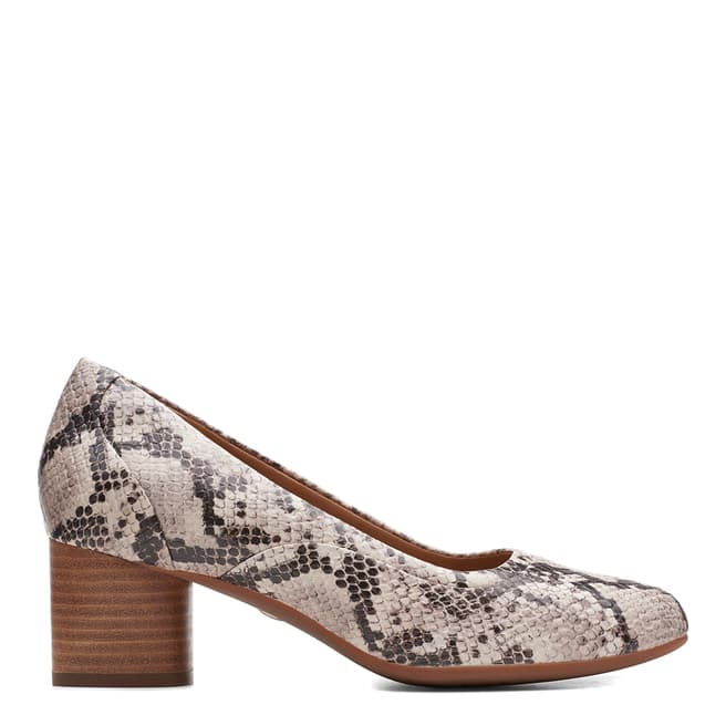 Clarks Natural Snake Leather Un Cosmo Step Pumps