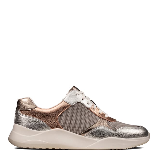 Clarks Rose Gold Leather Sift Lace Sneakers