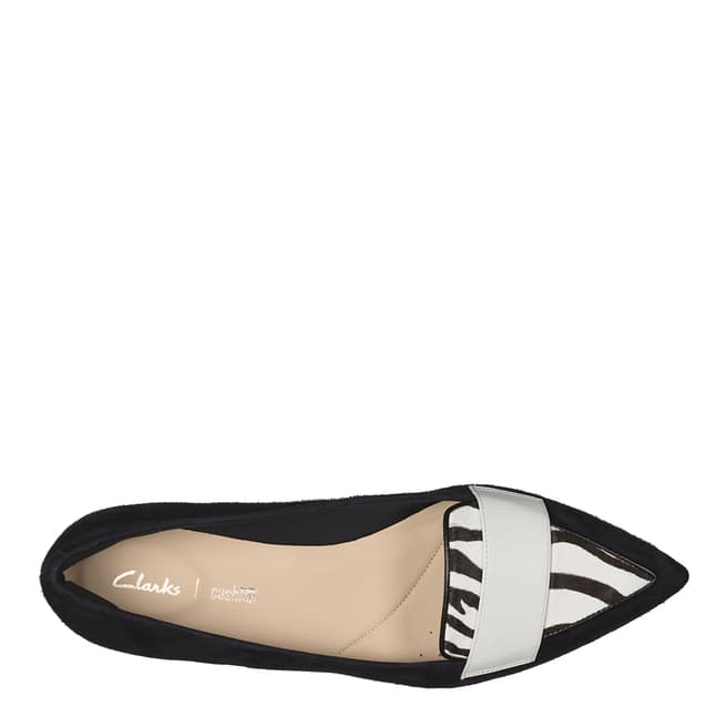 Clarks Black Animal Print Suede Laina Loafers