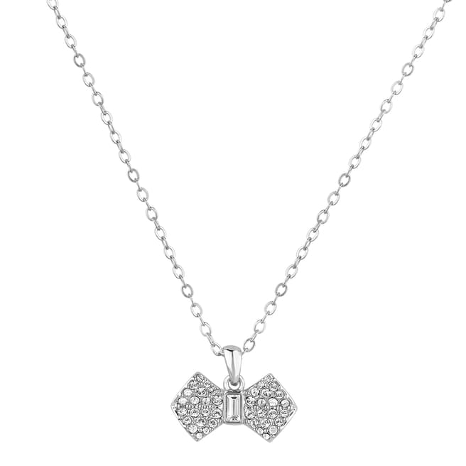 Ted Baker Silver Sanra Solitaire Pave Bow Pendant Necklace