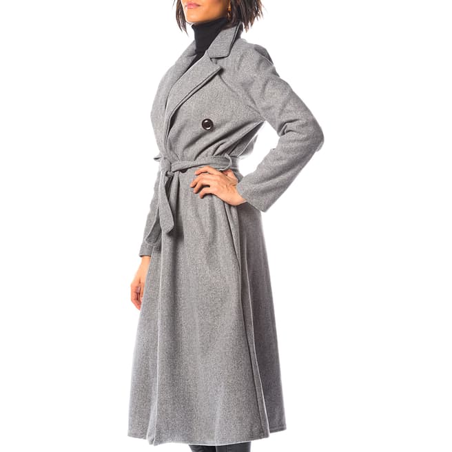 Cosy Winter Grey Lobella Long Belted Coat