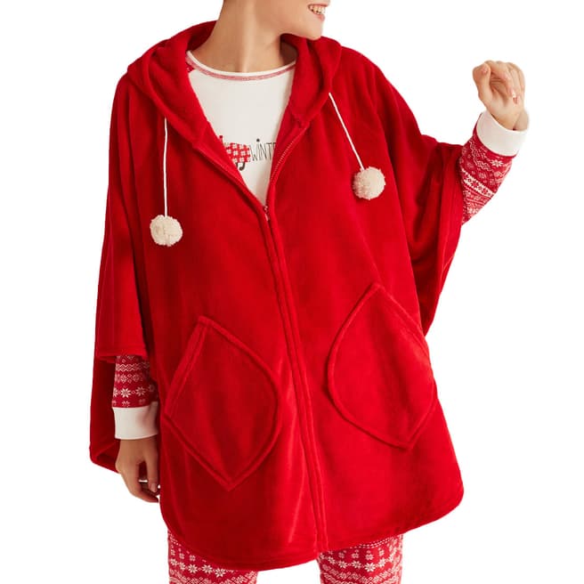 Promise Red Plush Fleece Cape Jacket