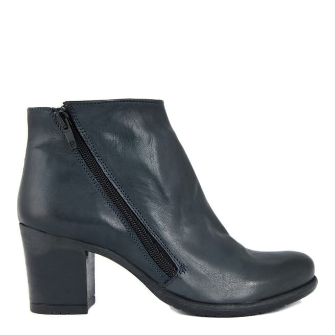 LAB78 Blue Leather Heeled Ankle Boots