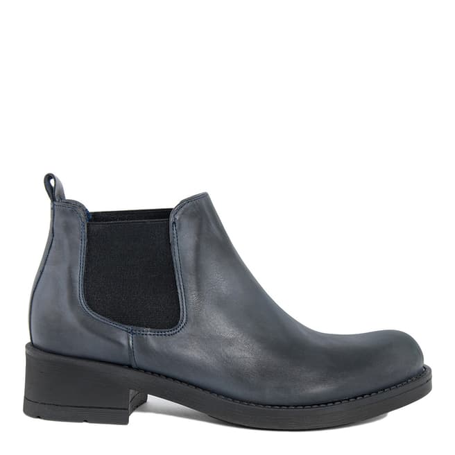 LAB78 Blue Leather Washed Chelsea Ankle Boots