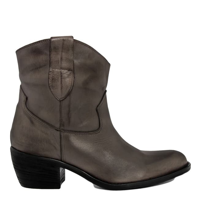 LAB78 Brown Leather Western Ankle Boots
