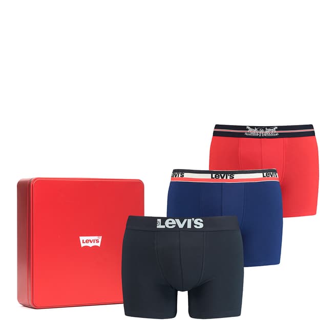Levi's Black/Blue/Red 3 Pack Logo Boxer Brief Giftbox