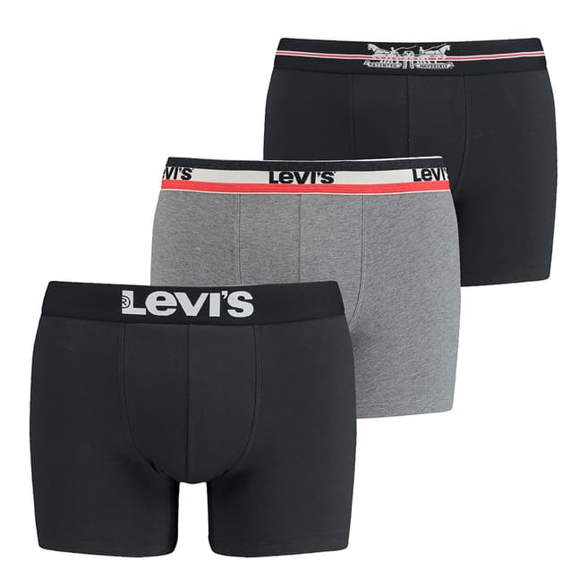 Levi's Black/Grey 3 Pack Logo Boxer Brief Giftbox