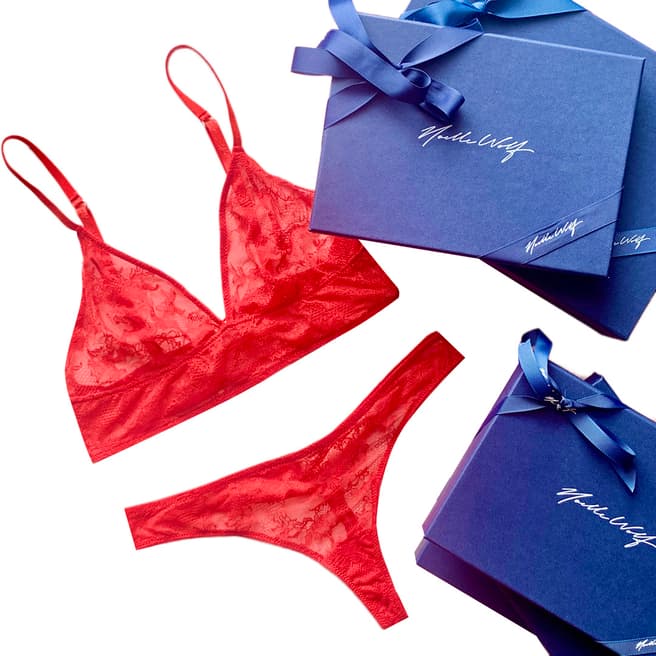 Noelle Wolf Coral Bold Bra and Thong Gift Set