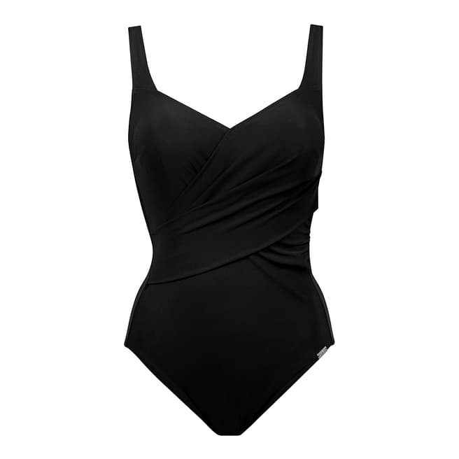 Maryan Mehlhorn Black Crystal Jet Set Heart Neck Swimsuit