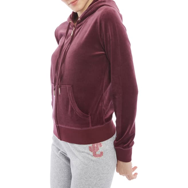 Juicy Couture Maroon Cotton Velour Peace Hoodie