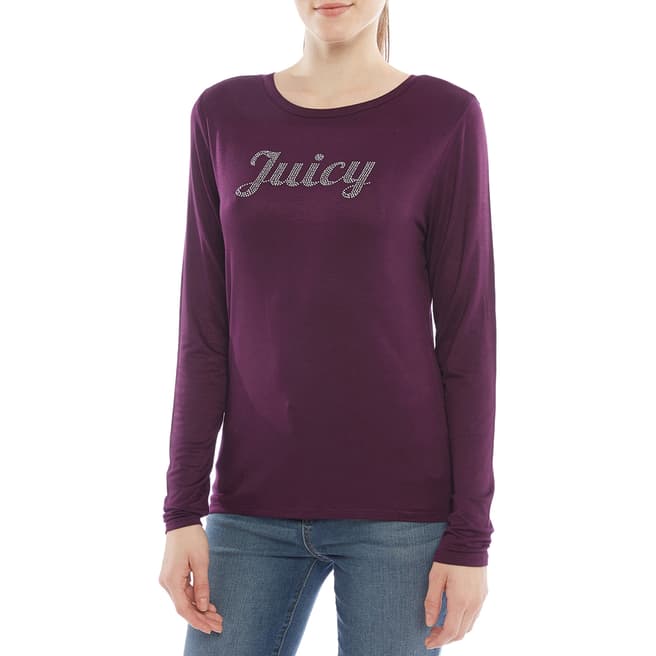 Juicy Couture Maroon Long Sleeve Logo T-Shirt
